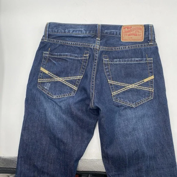 John B Stetson 1014 Rocker Fit Boot Leg Blue Jeans Mens 31x34 Western Cowboy - Picture 10 of 12